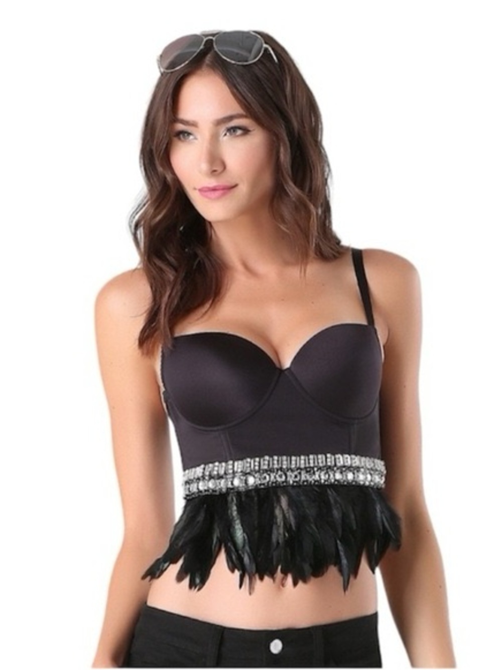 Vintage BEBE ✨Crystal & Feather Corset Top - Picture 3 of 11